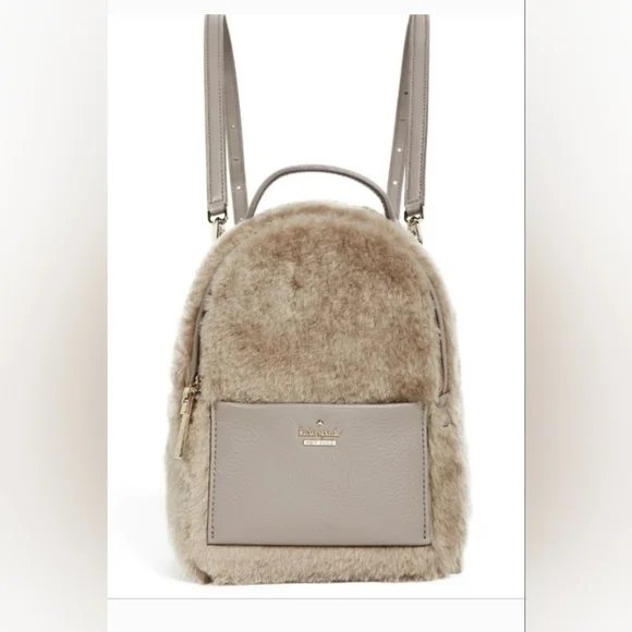 Kate Spade Finer Things Merry Mini Leather Shearling Backpack Crossbody Bag - Picture 7 of 11